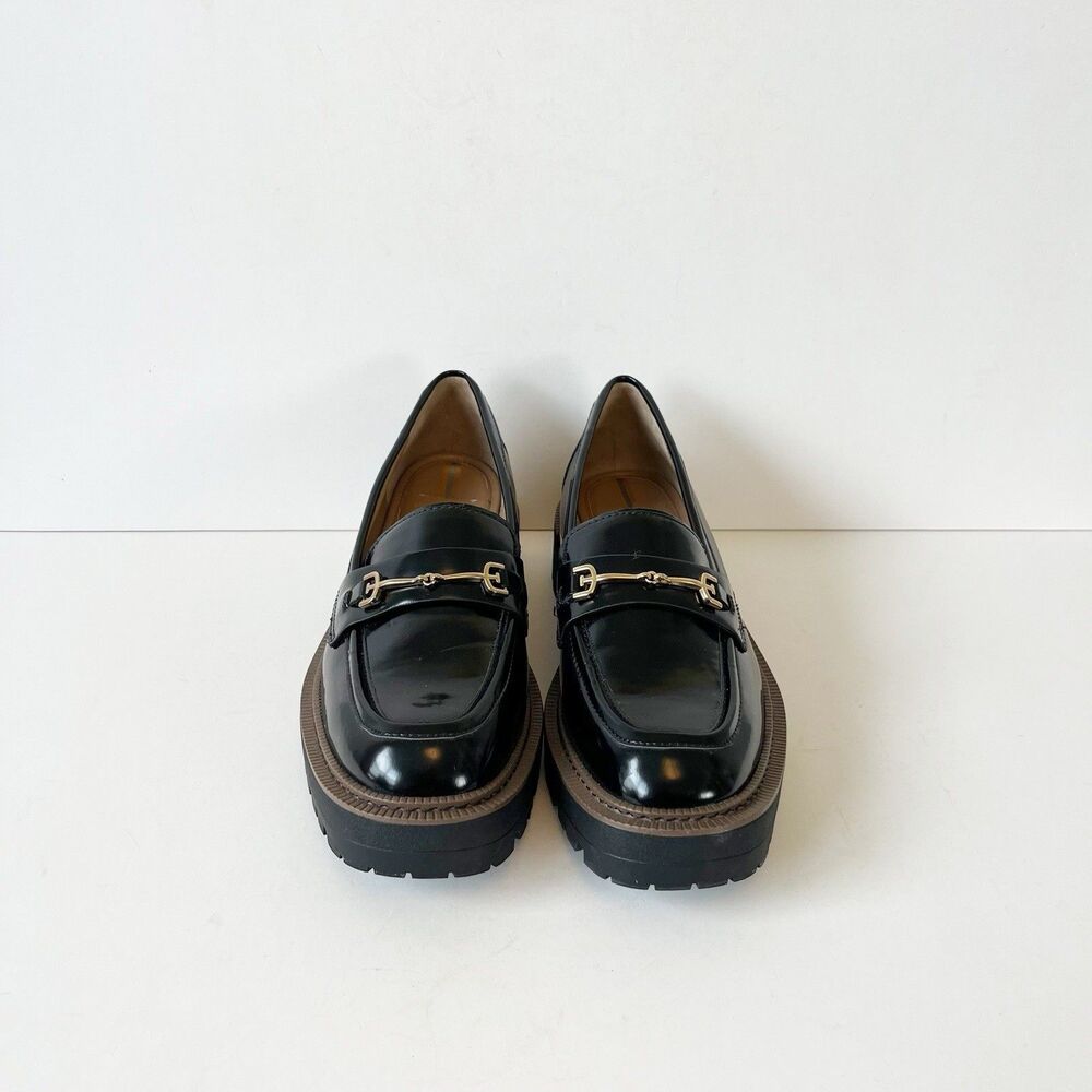 Sam Edelman Laurs Platform Loafers Black Lug Sole Horsebit Preppy Women’s Size - Picture 5 of 11